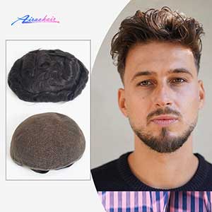 Stock Full Swiss lace Human Hair Men Toupee with Front Lace Bleached